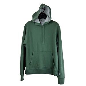 CHAMPION Men's Hunter Green Hoodie w Green Stitched Logo Grey Lining in Hood M